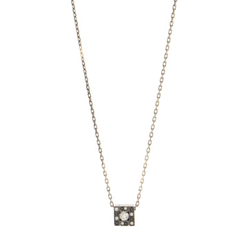 Damiani Belle Epoque Square Pendant Necklace 18K White Gold and Diamonds