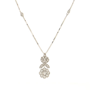 Damiani Flower Pendant Necklace 18K White Gold and Diamonds