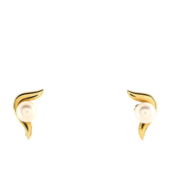 Mikimoto Clip On Earrings 18K Yellow Gold and Akoya Pearls