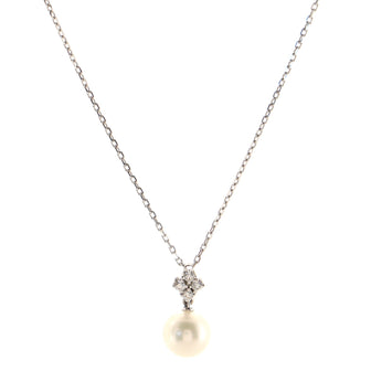 Mikimoto Morning Dew Pendant Necklace 18K White Gold with Diamonds and Akoya Cultured Pearl 8mm