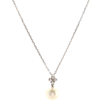 Mikimoto Morning Dew Pendant Necklace 18K White Gold with Diamonds and Akoya Cultured Pearl 8mm