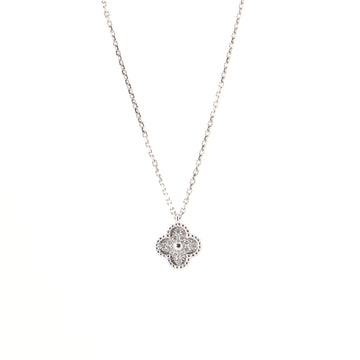 Van Cleef & Arpels Sweet Alhambra Pendant Necklace 18K White Gold with Diamonds
