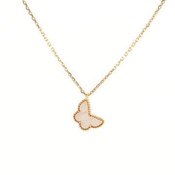 Van Cleef & Arpels Sweet Alhambra Butterfly Pendant Necklace 18K Yellow Gold and Mother of Pearl