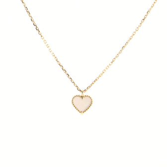 Van Cleef & Arpels Sweet Alhambra Heart Pendant Necklace 18K Yellow Gold and Mother of Pearl