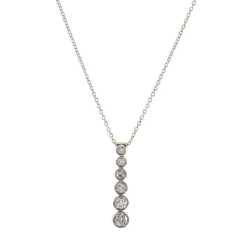 Tiffany & Co. Jazz Graduated Drop Pendant Necklace 18K White Gold and Diamonds