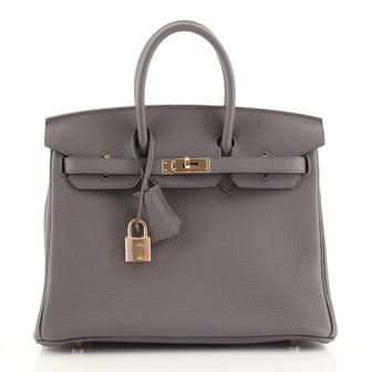 Hermes Birkin Handbag Grey Togo with Rose Gold Hardware 25