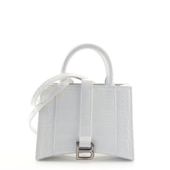Balenciaga Hourglass East West Tote Crocodile Embossed Leather XXS