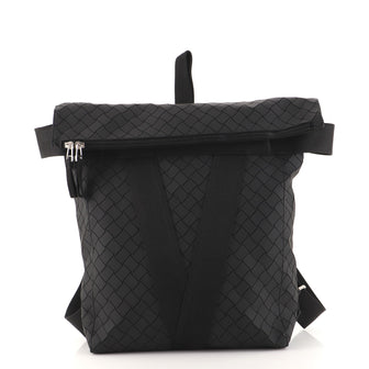 Bottega Veneta Fold-Over Backpack Intrecciato Effect Rubber
