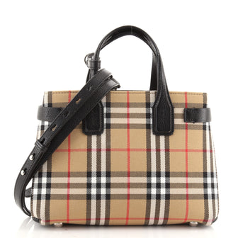 Burberry Banner Tote Vintage Check Canvas Small