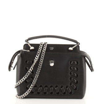 Fendi DotCom Convertible Satchel Whipstitch Leather Small