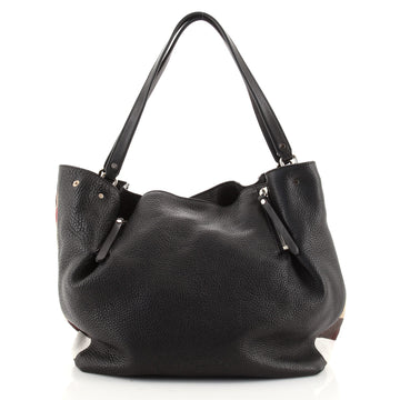 Burberry Maidstone Tote Leather and House Check Canvas Medium