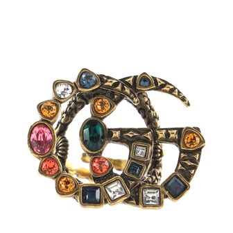 Gucci Ornate Double G Ring Earrings Metal with Crystals
