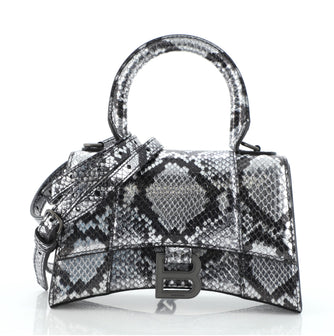 Balenciaga Hourglass Top Handle Bag Python Embossed Leather Small