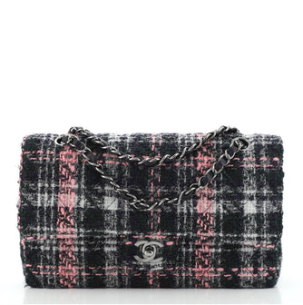 Chanel Vintage Classic Double Flap Bag Quilted Tweed Medium