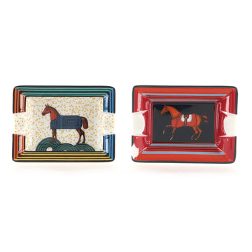 Rocabar a Cheval Set of 2 Mini Ashtrays Printed Porcelain