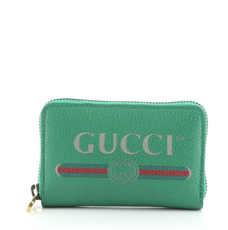 Gucci Logo Zip Card Case Printed Leather
