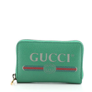 Gucci Logo Zip Card Case Printed Leather
