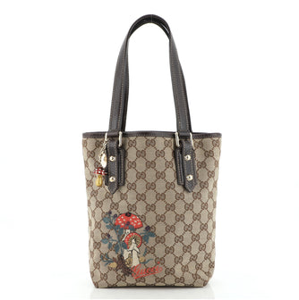 Gucci Mushroom Tote Embroidered GG Canvas Small