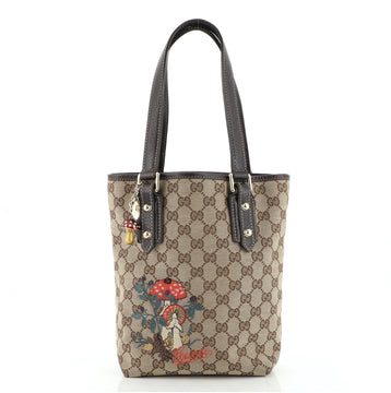 Gucci Mushroom Tote Embroidered GG Canvas Small