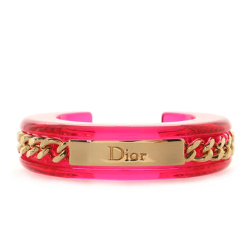 Christian Dior Vintage ID Tag Bangle Bracelet Resin with Chain Detail
