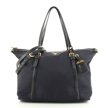 Prada Convertible Logo Tote Tessuto and Leather Large