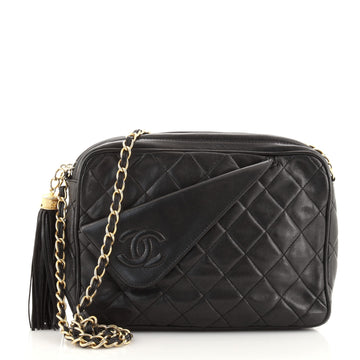 Chanel Vintage Diamond CC Camera Bag Quilted Leather Small