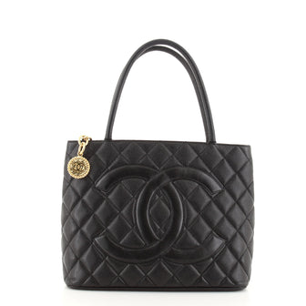 Medallion Tote Quilted Caviar