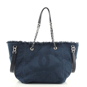 Chanel Double Face Deauville Tote Fringe Quilted Canvas Small