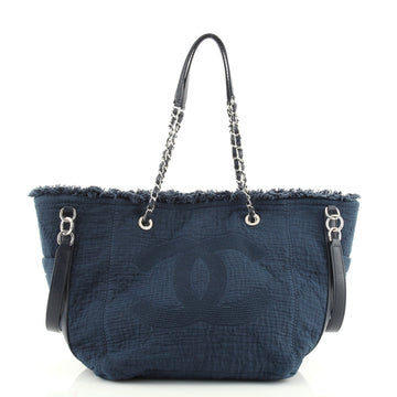 Chanel Double Face Deauville Tote Fringe Quilted Canvas Small