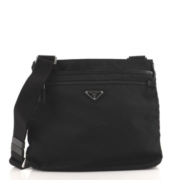 Prada Front Pocket Zip Messenger Bag Tessuto with Saffiano Leather Large