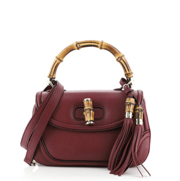 Gucci New Convertible Bamboo Top Handle Bag Leather Medium