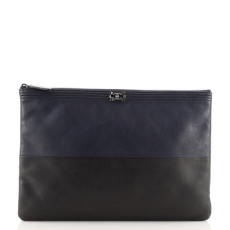 Chanel Bicolor Boy O Case Clutch Calfskin Large