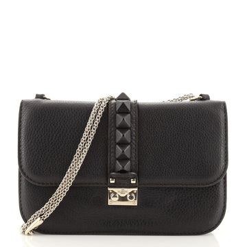 Valentino Glam Lock Covered Studs Handbag Leather Medium