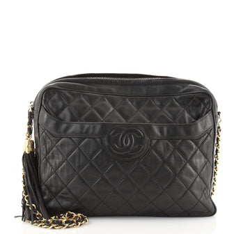 Chanel Vintage Front Pocket Camera Bag Quilted Leather Large