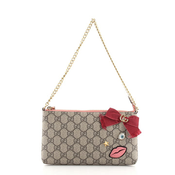 Gucci Face Chain Wallet GG Coated Canvas with Applique