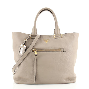 Prada Front Pocket Convertible Tote Vitello Daino Large