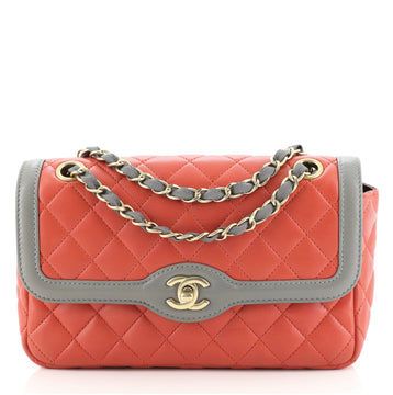 Chanel Two Tone Flap Bag Quilted Lambskin Small