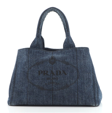 Prada Canapa Convertible Tote Denim Medium
