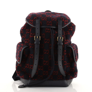 Gucci Double Pocket Belt Backpack GG Wool Medium
