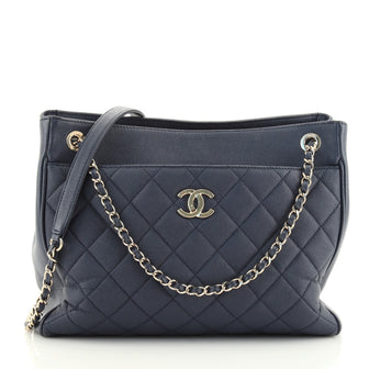 Chanel CC Front Pocket Chain Tote Quilted Caviar Medium