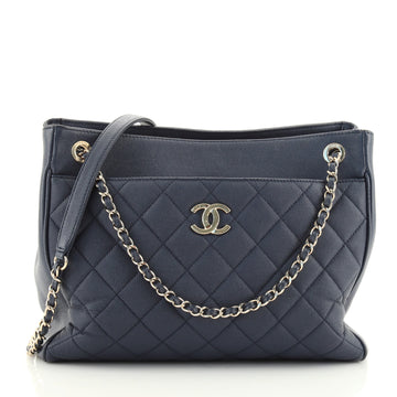 Chanel CC Front Pocket Chain Tote Quilted Caviar Medium