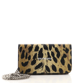Balenciaga Cash Continental Wallet on Chain Printed Leather