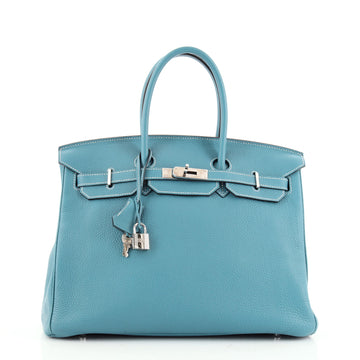 Hermes Birkin Handbag Blue Togo with Palladium Hardware 35