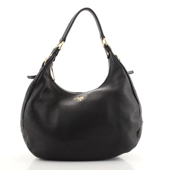 Prada Zip Top Hobo Vitello Daino Medium