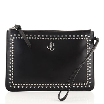 Jimmy Choo Fara Wristlet Clutch Studded Leather