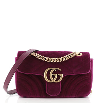Gucci GG Marmont Flap Bag Matelasse Velvet Mini