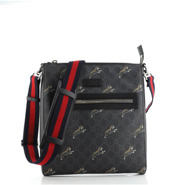 Gucci Web Strap Front Zip Messenger Bag Printed GG Coated Canvas Medium