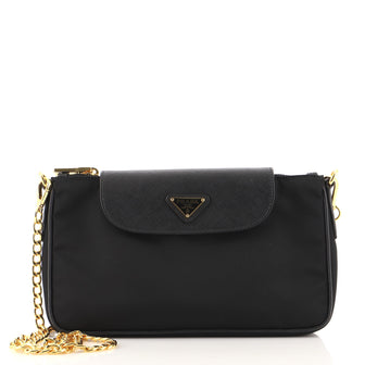 Prada Chain Crossbody Bag Tessuto and Saffiano Leather Small