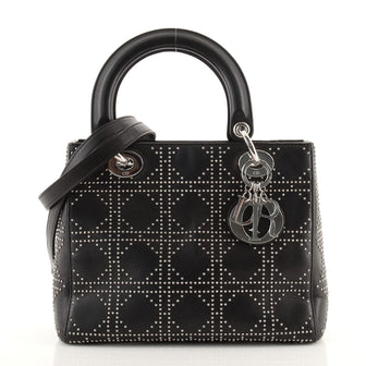 Christian Dior Lady Dior Bag Cannage Studded Lambskin Medium