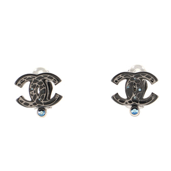 Chanel Vintage CC Clip-On Earrings Resin and Metal with Crystal Small